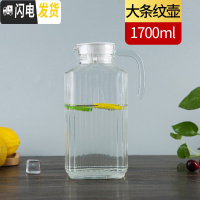 三维工匠凉水壶玻璃冷水壶家用耐热 温白开水壶果汁扎壶大容量鸭嘴壶套装 大条纹壶