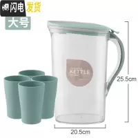 三维工匠大容量塑料冷水壶果汁壶扎壶凉茶壶耐热高温家用凉开水壶套装凉杯 米亚蓝大号2.1(4个杯)凉水壶