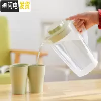 三维工匠大容量可高温家用塑料冷水壶扎壶套装凉水壶果汁壶装水壶冷水杯 北欧绿(无刻度)2+三杯