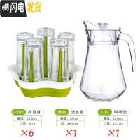 三维工匠冰水壶耐热高温防爆盛冰水储冷水壶玻璃晾凉茶凉白开水瓶冷热水杯 鸭嘴壶+6只230直身杯+沥水盘凉水壶
