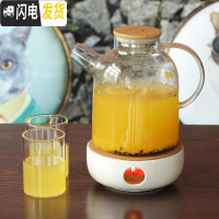 三维工匠大容量玻璃冷水壶套装家用加厚防爆凉水茶壶耐热高温水杯水具套装 1.6壶+2直身杯250+陶瓷炉凉水壶