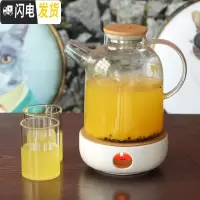 三维工匠大容量玻璃冷水壶套装家用加厚防爆凉水茶壶耐热高温水杯水具套装 1.6壶+2直身杯250+陶瓷炉凉水壶