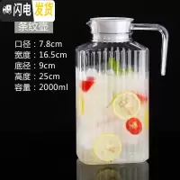 三维工匠亚克力果汁壶塑料扎壶pc果汁壶瓶耐热饮料壶酒吧餐厅冷水壶凉水壶 2000条纹壶带盖(不是玻璃)