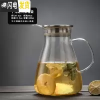 三维工匠冷水壶玻璃耐热防爆凉开水壶大容量玻璃水杯套装 8630平光畅爽壶1600凉水壶