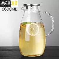 三维工匠冷水壶玻璃耐热高温防爆大容量家用透明扎壶套装凉白开水瓶冰水杯 2600单壶凉水壶