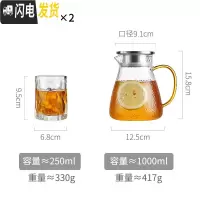 三维工匠玻璃凉水壶耐热高温扎壶家用晾瓶冷白开水杯套装泡柠檬大容量超大 1单壶(彩色手柄)+2杯