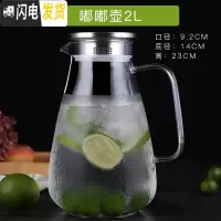 三维工匠凉玻璃可高温家用大容量杯果汁凉白开茶壶套装冷水壶耐热防爆 嘟嘟壶不锈钢盖2000凉水壶