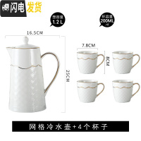 三维工匠凉水壶陶瓷家用套装北欧水杯水壶可高温开水凉水日式瓷冷水壶大号 网格壶+4杯勺