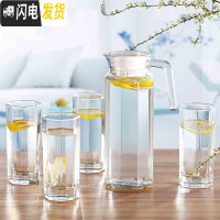 三维工匠玻璃凉水扎壶家用水杯套装水具耐热防爆大容量泡茶壶 八角壶配4个杯子凉水壶