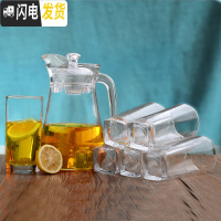 三维工匠水壶玻璃冷水壶家用凉水壶耐热茶壶大容量凉开水壶凉茶凉水杯套装 1鸭嘴壶+6高四方
