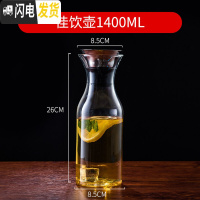 三维工匠玻璃冷水壶套装可高温家用大容量水壶欧式创意水杯防爆凉水具组合 佳饮壶1400凉水壶