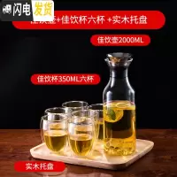 三维工匠玻璃冷水壶套装可高温家用大容量水壶欧式创意水杯防爆凉水具组合 佳饮壶2000+佳饮杯350六杯+实凉水壶