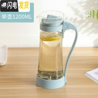 三维工匠家用冷水壶玻璃耐热高温晾凉白开水杯扎壶防爆大容量透明水瓶套装 北欧蓝-单壶凉水壶