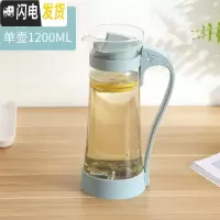 三维工匠家用冷水壶玻璃耐热高温晾凉白开水杯扎壶防爆大容量透明水瓶套装 北欧蓝-单壶凉水壶