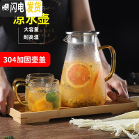三维工匠日式玻璃冷水壶防爆家用凉白开水壶耐热北欧风大容量可高温凉水壶 企鹅壶1.5+2杯+托盘