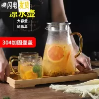 三维工匠日式玻璃冷水壶防爆家用凉白开水壶耐热北欧风大容量可高温凉水壶 企鹅壶1.5+2杯+托盘