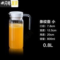 三维工匠亚克力扎壶果汁壶冷水壶饭店专用可高温泡茶壶商用餐厅塑料透明pc 800条纹壶凉水壶