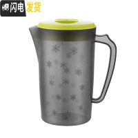 三维工匠冷水壶塑料家用茶壶扎壶凉杯高温凉白开水杯大容量耐热凉水壶套装 单个绿灰色级版---2.2