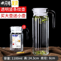 三维工匠冷玻璃凉水壶耐热水壶凉水杯扎壶可高温大容量家用防爆 特惠体验----1.1竖条壶(送0.5水壶)