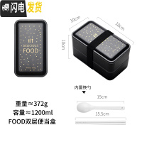 三维工匠少女饭盒上班族减脂便当盒可爱日式餐盘分格学生易清洗餐盒带餐具 黑色food