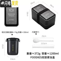 三维工匠少女饭盒上班族减脂便当盒可爱日式餐盘分格学生易清洗餐盒带餐具 黑色菜单+汤罐