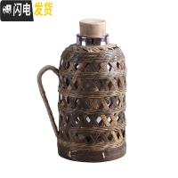 三维工匠竹编热水壶家用老式暖水壶玻璃内胆复古开水壶茶室保温瓶竹编暖壶 紫竹1.3金星白胆+竹编盖