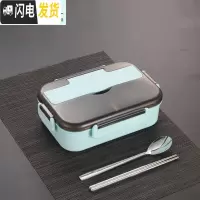 三维工匠不锈钢饭盒保温小学生便当盒双格1人便携儿童分格上班族餐盒套装 900蓝色饭盒+304不锈钢勺子筷子