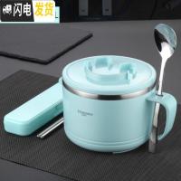 三维工匠学校小学生饭盒带把学生简约专用耐热便携餐具分格好看的餐盒小孩 耐摔款1.2蓝色碗(无图案)+3s