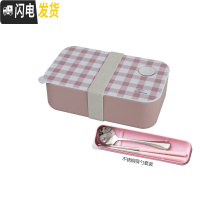 三维工匠北欧ins分格便当盒莫兰迪色微波炉饭盒上班带饭健身午餐盒打饭盒 豆沙粉+餐具(1000)