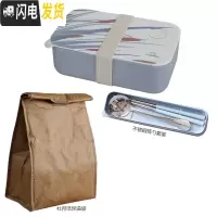 三维工匠北欧ins分格便当盒莫兰迪色微波炉饭盒上班带饭健身午餐盒打饭盒 蓝+餐具+杜邦纸袋保温袋