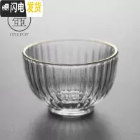 三维工匠日式玻璃茶杯描金耐热品茗杯主人水晶水杯单杯茶具家用透明小茶碗 圆口条纹杯