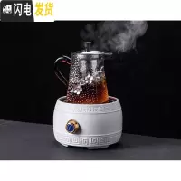 三维工匠耐热锤纹玻璃茶壶过滤加厚家用大号煮茶器泡茶单壶透明可加热防爆 梅花壶400+纳福电陶炉白色茶具