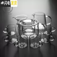 三维工匠玻璃茶壶加厚可高温透明过滤可加热煮茶器公杯家用泡茶壶功夫茶具 晶彩握把茶壶—光面透明9入
