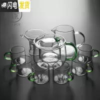 三维工匠玻璃茶壶加厚可高温透明过滤可加热煮茶器公杯家用泡茶壶功夫茶具 晶彩握把茶壶—光面果绿9入