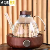 三维工匠台湾耐热玻璃茶壶烧水壶煮茶壶套装泡茶壶煮茶器电陶炉茶炉 感温侧把壶1200+胡桃色茶炉茶具