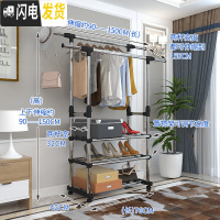 三维工匠单杆式晾衣架落地简易晾衣杆室内晒衣架卧室凉衣架衣服架子挂衣架 豪华款(黑色)-带刹车轮 大