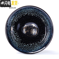 三维工匠建盏大号碗功夫茶杯陶瓷单个茶盏杯品茗杯茶具主人单杯斗笠纯手工 建盏杯-苍蓝-金猪(礼盒装)
