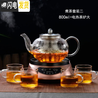 三维工匠耐热玻璃茶壶煮茶壶透明过滤茶具套装泡茶壶功夫煮茶器黑茶电陶炉 煮茶套装二:800+电热炉大
