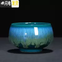 三维工匠兔毫建盏茶杯主人杯大号陶瓷功夫茶杯单个窑变天目釉茶具品茗杯子 绿色-禅定杯160