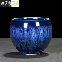 三维工匠兔毫建盏茶杯主人杯大号陶瓷功夫茶杯单个窑变天目釉茶具品茗杯子 蓝色-禅寂杯140