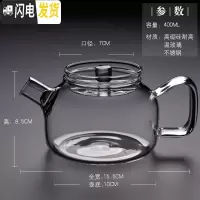 三维工匠 玻璃茶壶耐热高温功夫茶具小号过滤日式加厚保温泡茶壶家用 玻璃小壶H21透明大号:400