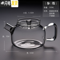三维工匠 玻璃茶壶耐热高温功夫茶具小号过滤日式加厚保温泡茶壶家用 玻璃小壶H21透明中号:250