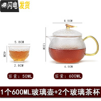 三维工匠玻璃茶壶套装单壶家用日式锤纹功夫茶具可高温加厚过滤泡茶壶 CB46西施+Y-4杯2个