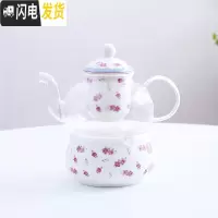 三维工匠花茶壶整套煮花茶杯陶瓷玻璃水果茶壶套装下午茶茶茶具蜡烛加热 8号色清新蓝(圆炉+壶)