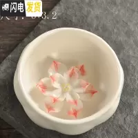 三维工匠陶瓷茶杯套装家用大小号主人杯功夫茶具简约茶碗个人品茗杯子建盏 米白色(亚光)(小号)莲花杯1个