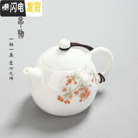 三维工匠羊脂玉瓷茶壶德化高白瓷手工西施泡茶单壶陶瓷功夫茶具家用茶杯盏 玉瓷海棠花龙蛋壶