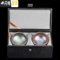 三维工匠建阳彩金镶银建盏茶杯套装大号主人杯铁胎单个杯功夫茶具茶盏定制 彩金对盏[无银饰/礼盒装]