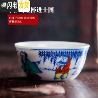三维工匠景德镇陶瓷品茗杯 手绘青花功夫茶具主人杯单杯小茶杯茶碗杯子 斗彩进士图(鸡缸杯)