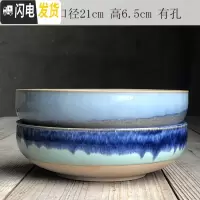 三维工匠 多肉花盆大口径简约陶瓷大号家用肉肉植物粗陶 864渐变蓝2件套 大花盆容器