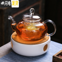 三维工匠日式煮水果茶壶套装耐热透明玻璃花茶杯网红女生蜡烛加热下午茶具 小美人壶+底座A款(送50颗蜡烛)